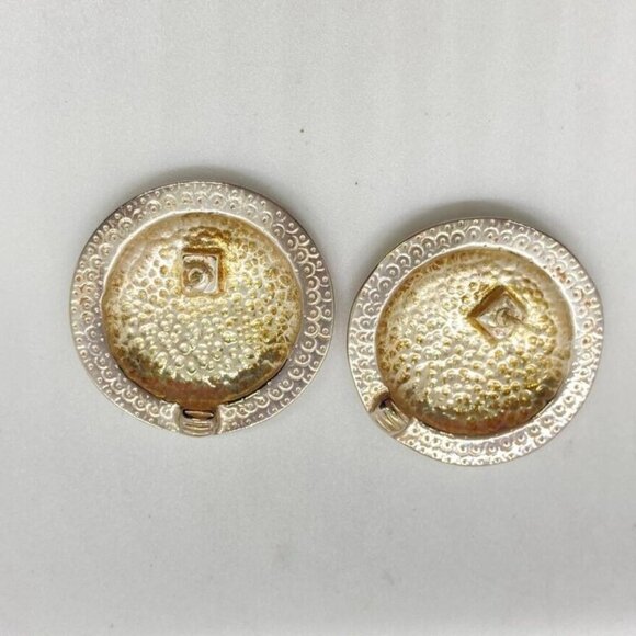 Vintage Set Round Pendant 16" Necklace Pierced Earrings Chain Marked Italy 925 - Picture 13 of 14